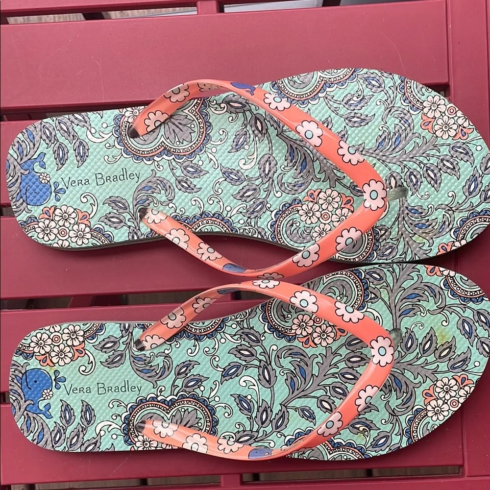 Vera Bradley Orange and Blue Sandals with Floral Design - Picture 3 of 5